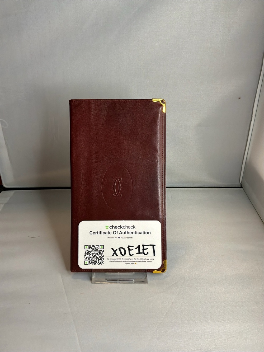 Cartier Burgundy Leather Long Wallet with Gold Corners - Picture 7 of 7